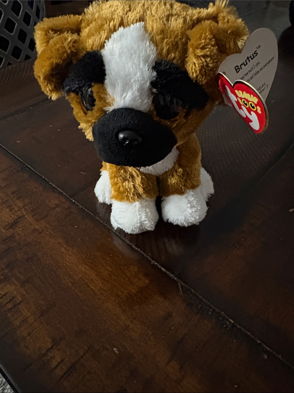 Ty Brutus Plush Puppy in Brown, White & Black